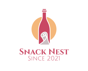 Wine Bottle Scroll logo design