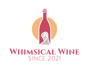 Wine Bottle Scroll logo design