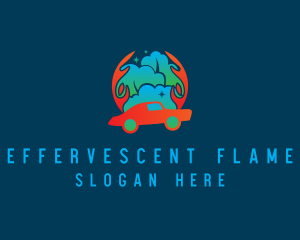 Flaming Car Cleaning logo design