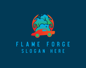 Flaming Car Cleaning logo design