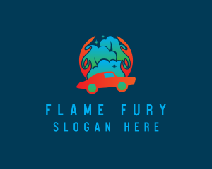 Flaming Car Cleaning logo design