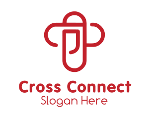 Paper Clip Cross logo design