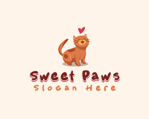 Cute Cat Heart logo design