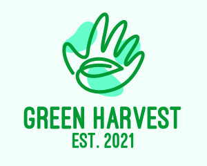 Green Hand Leaf  logo design