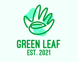 Green Hand Leaf  logo design