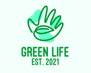 Green Hand Leaf  logo design