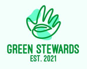 Green Hand Leaf  logo design