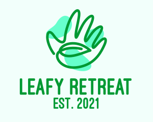 Green Hand Leaf  logo design