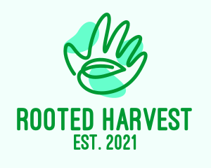 Green Hand Leaf  logo design