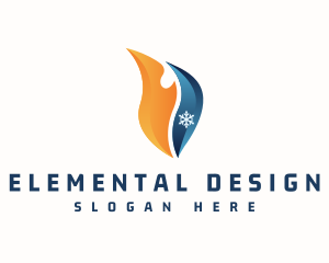 Ice Fire Heating Cooling logo design