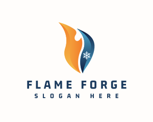 Ice Fire Heating Cooling logo design