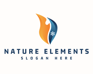 Ice Fire Heating Cooling logo design