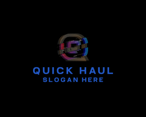 Gradient Glitch Letter Q logo design