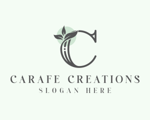 Floral Leaves Letter C logo design