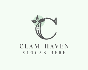 Floral Leaves Letter C logo design