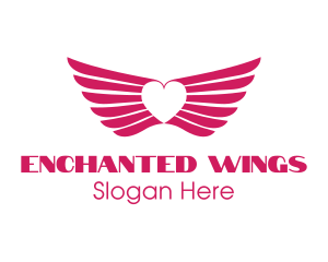 Pink Winged Heart logo design