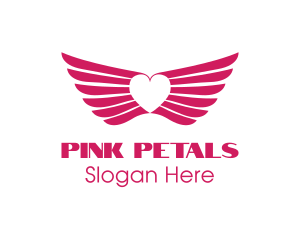 Pink Winged Heart logo design