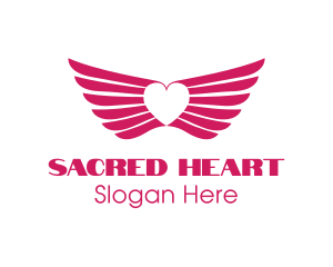 Pink Winged Heart logo design