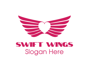 Pink Winged Heart logo design