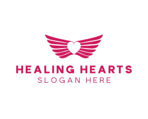 Pink Winged Heart logo design