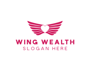 Pink Winged Heart logo design