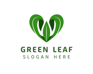 Green Leaf Heart logo design