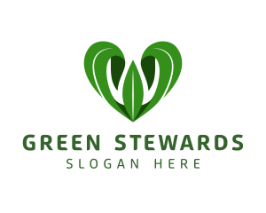 Green Leaf Heart logo design