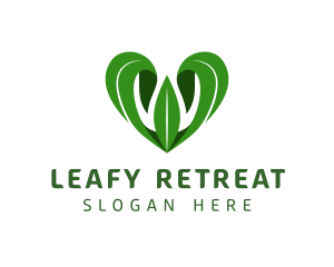 Green Leaf Heart logo design