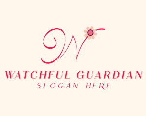 Pink Flower Letter W logo design