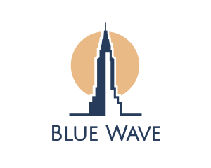 Blue Tower Sun logo design