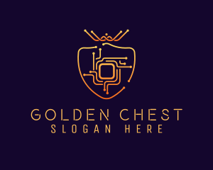 Golden Circuit Shield logo design