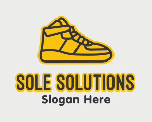 Yellow Sneaker Monoline logo design