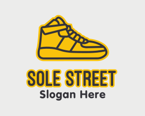 Yellow Sneaker Monoline logo design