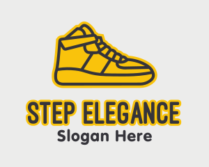 Yellow Sneaker Monoline logo design