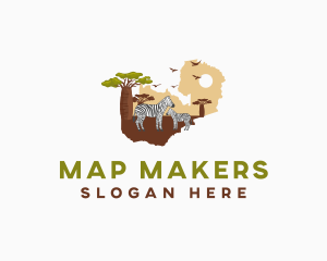 Zambia Wildlife Map logo design