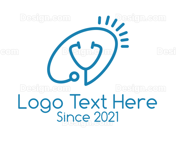 Blue Stethoscope Outline Logo