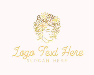 Woman Afro Flower logo