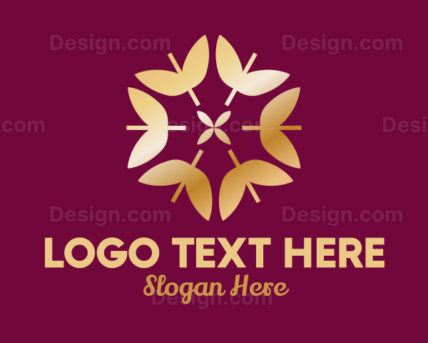 Golden Elegant Leaf Floral Logo