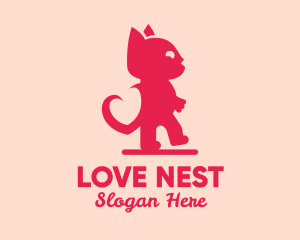 Pink Love Cat  logo design