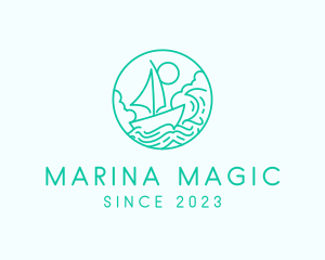 Sail Boat Sea logo design