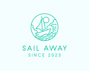 Sail Boat Sea logo design