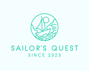 Sail Boat Sea logo design