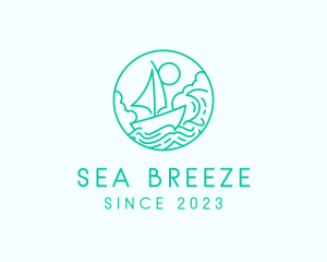 Sail Boat Sea logo design