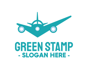 Teal Airplane Checkmark logo design