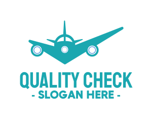 Teal Airplane Checkmark logo design