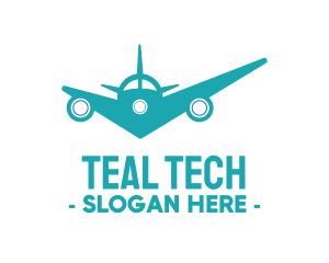 Teal Airplane Checkmark logo design