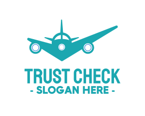 Teal Airplane Checkmark logo design