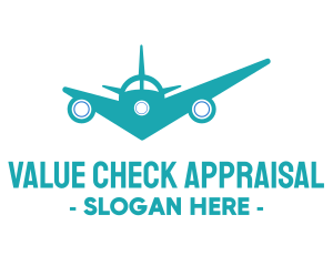 Teal Airplane Checkmark logo design