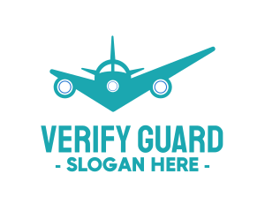 Teal Airplane Checkmark logo design