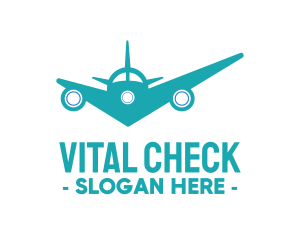 Teal Airplane Checkmark logo design